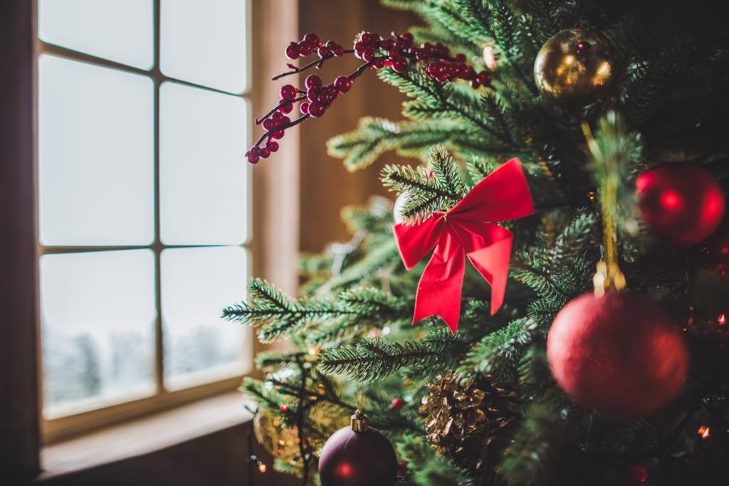 stock photo decorations on christmas tree